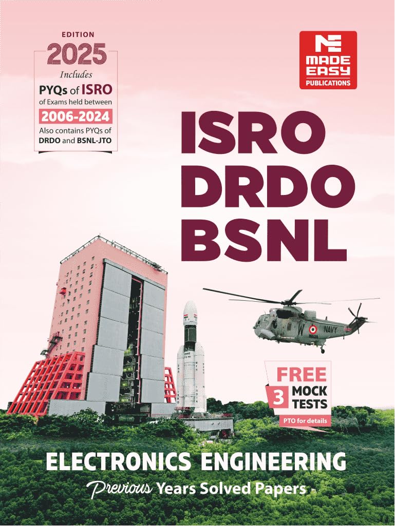 ISRO, DRDO, BSNLJTO Previous Year Solved Papers : Electronics Engineering | PYQ of ISRO Exams held between 20062024 | also con