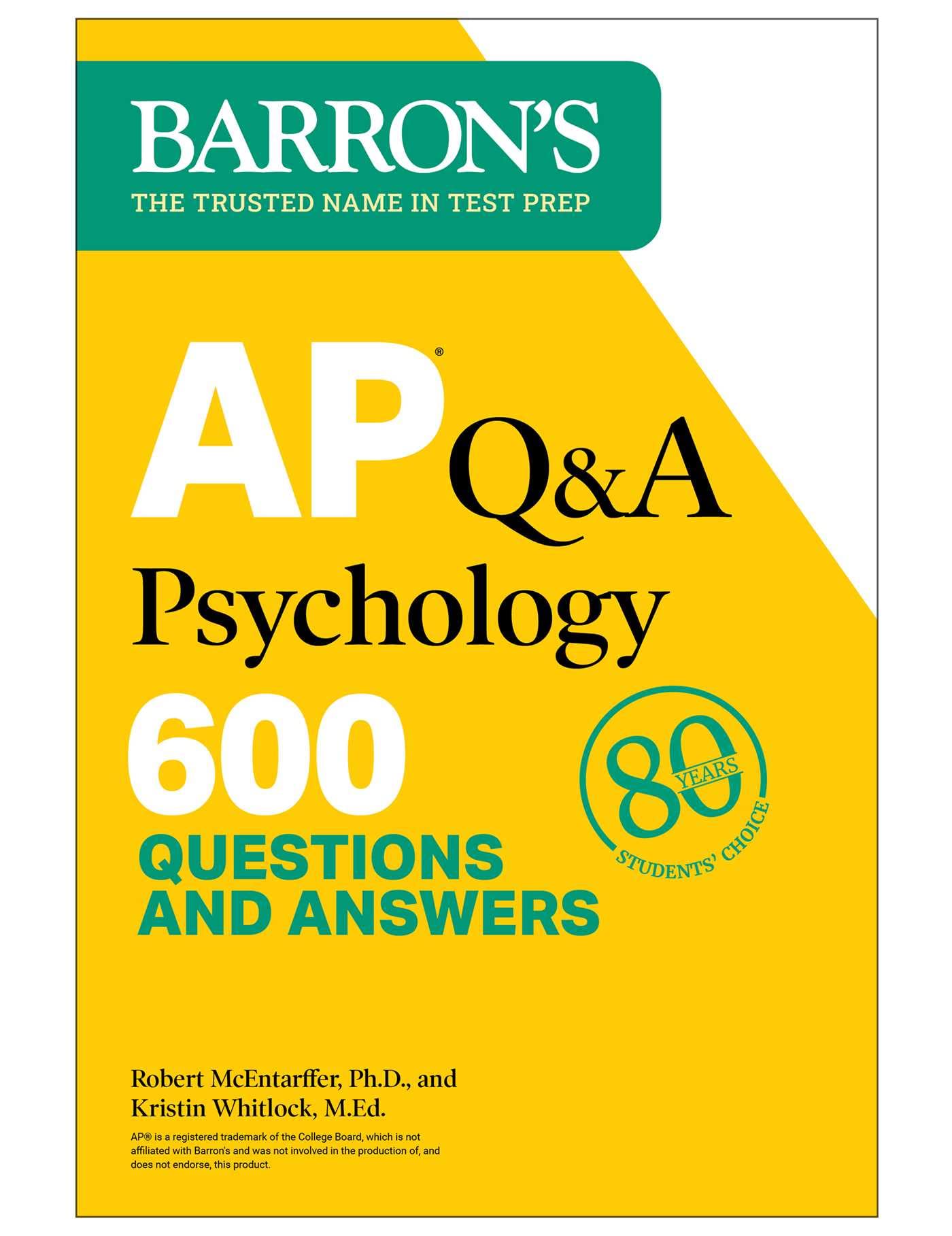 BArrons AP Q&A Psychology: 600 Questions and Answers