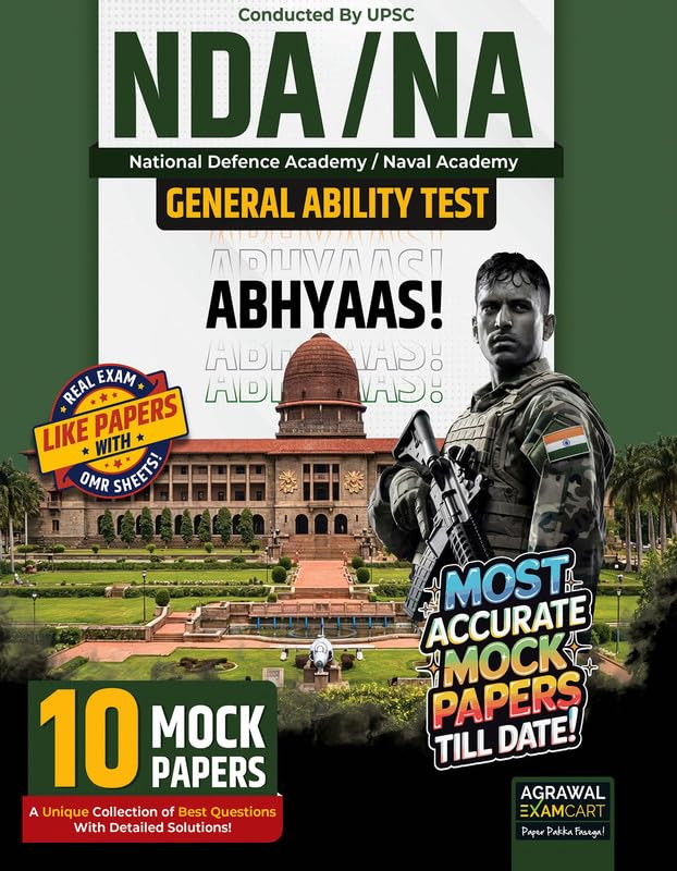 Examcart UPSC NDA/NA Entrance Exam General Ability Test (GAT) Practice Book 2026 | 10 Abhyaas Mock Test Papers with OMR Sheet & 