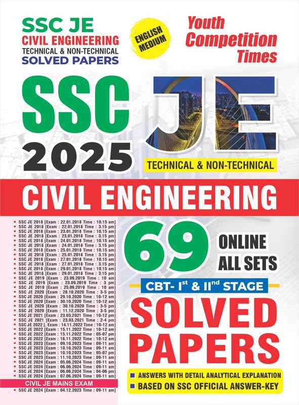 SSC JE CIVIL Engineering Technicial & NonTechnicial Solved Papers 2025 (English Medium) 69 CBTI & II