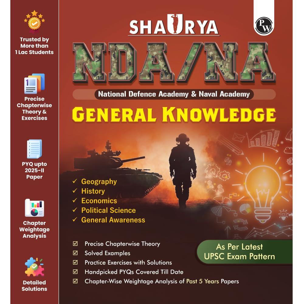 PW Shaurya NDA/NA General Knowledge Book | Latest 2025 Solved Paper | Geography, History, Economics, Political Science | Chapter