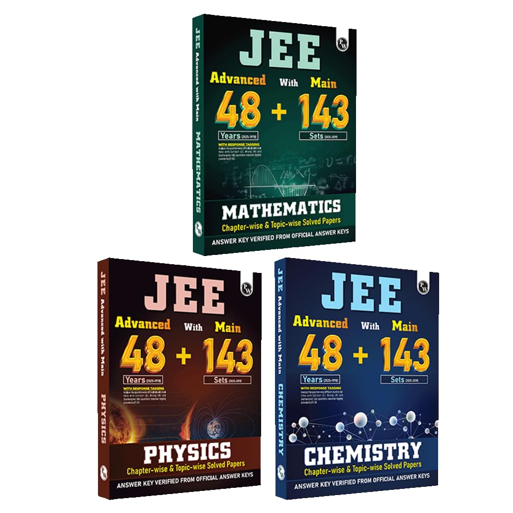PW JEE Advanced 48 Years (20251978) with JEE Main 143 Sets PYQs (20252019) Physics, Chemistry, Maths Combo Set of 3 | Chapterw