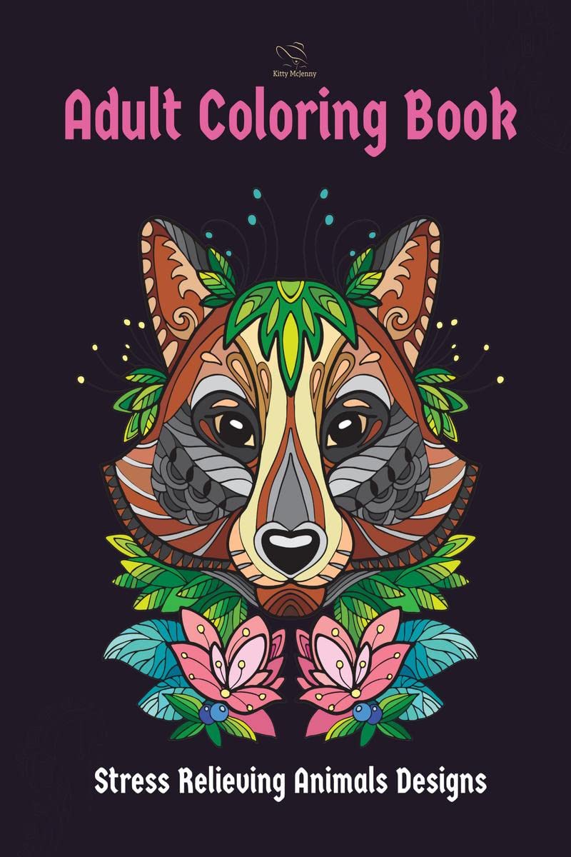 Adult Coloring Book : Stress Relieving Animals Designs