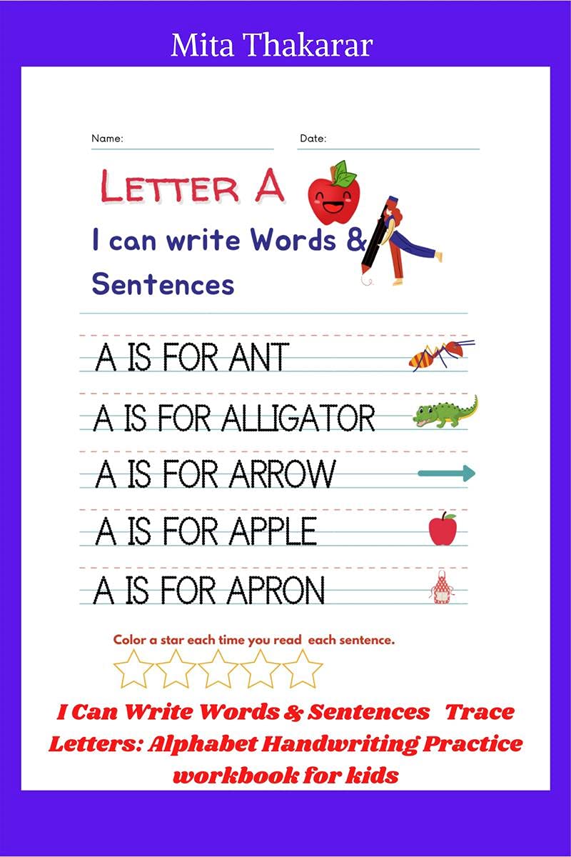 I Can Write Words & Sentences Trace Letters: Alphabet Handwriting Practice workbook for kids : I Can Write Words & Sentences Tra