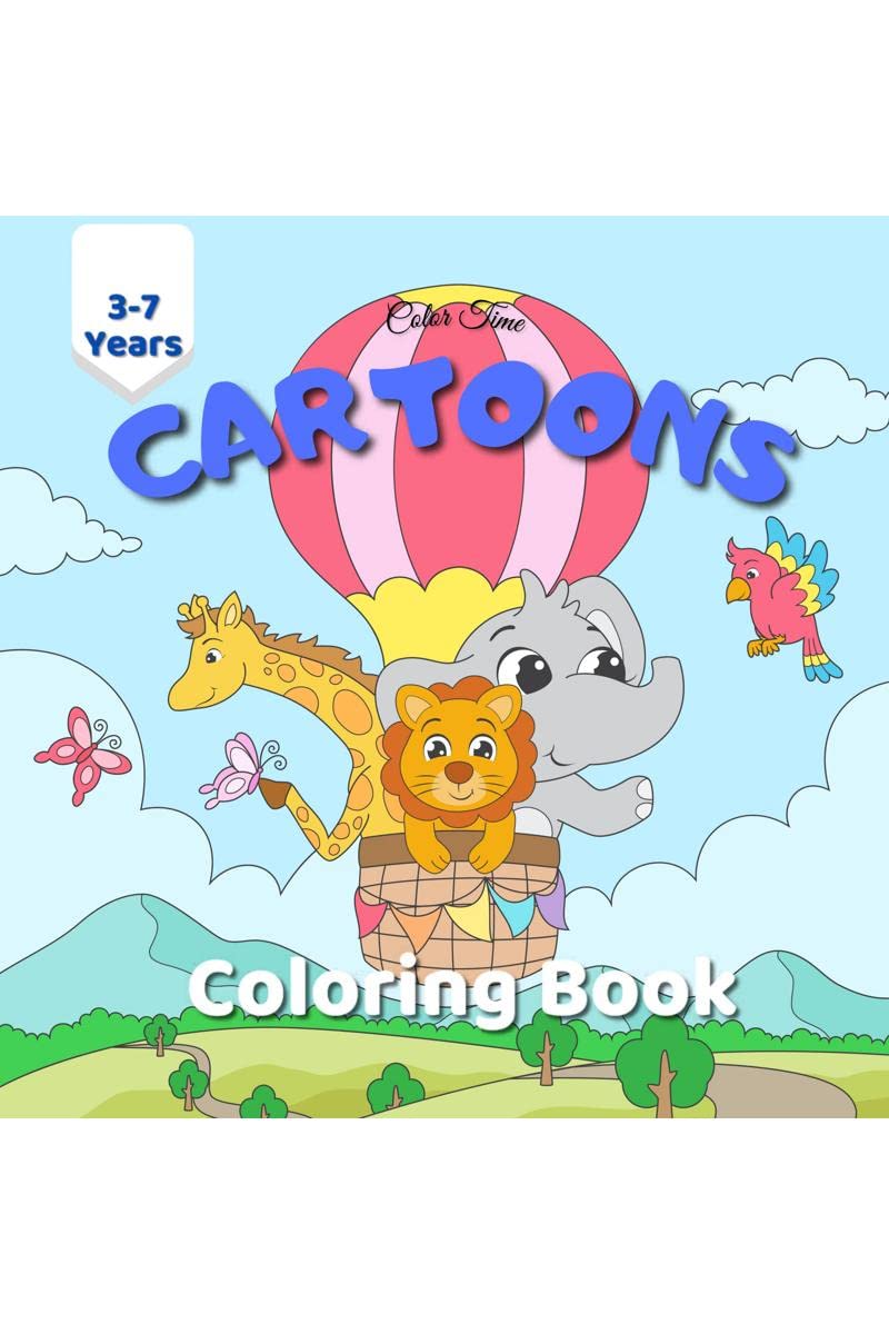 Cartoons Coloring Book : An adorable coloring activity book in cartoon style with scenes for toddlers and children ages 2 to 7