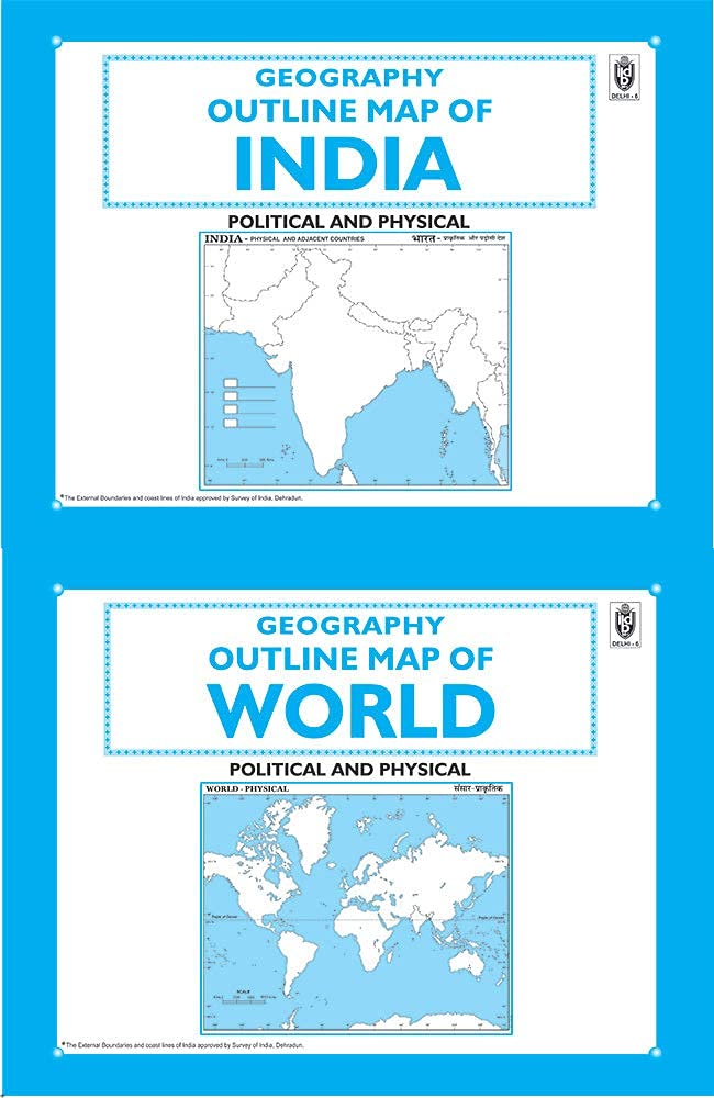 Book Of Outline Practice Maps (Set Of 2 , India Map Book And World Map Book) Small Size