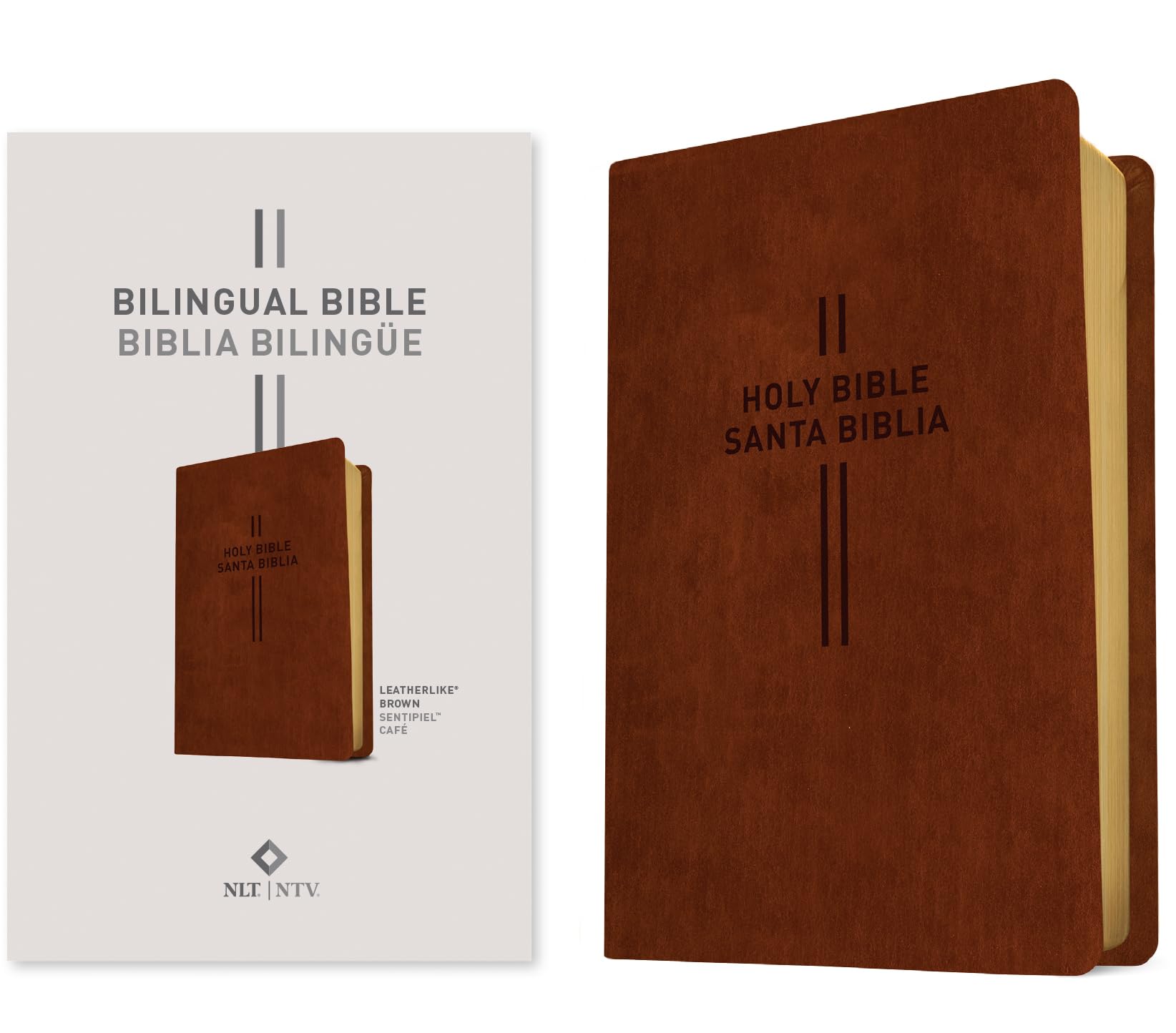 Bilingual Bible / Biblia bilinge NLT/NTV (LeatherLike, Brown)