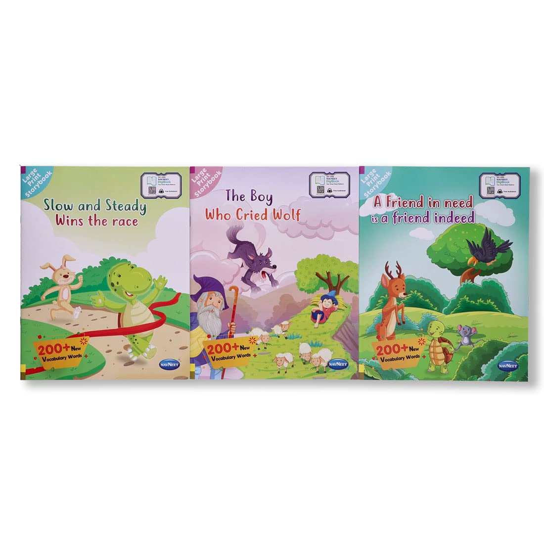 Navneet Large Print Storybooks 3 Set Of 3 Books With 200+ Vocabulary Words With Colourful Illustrations Read Aloud Stories B
