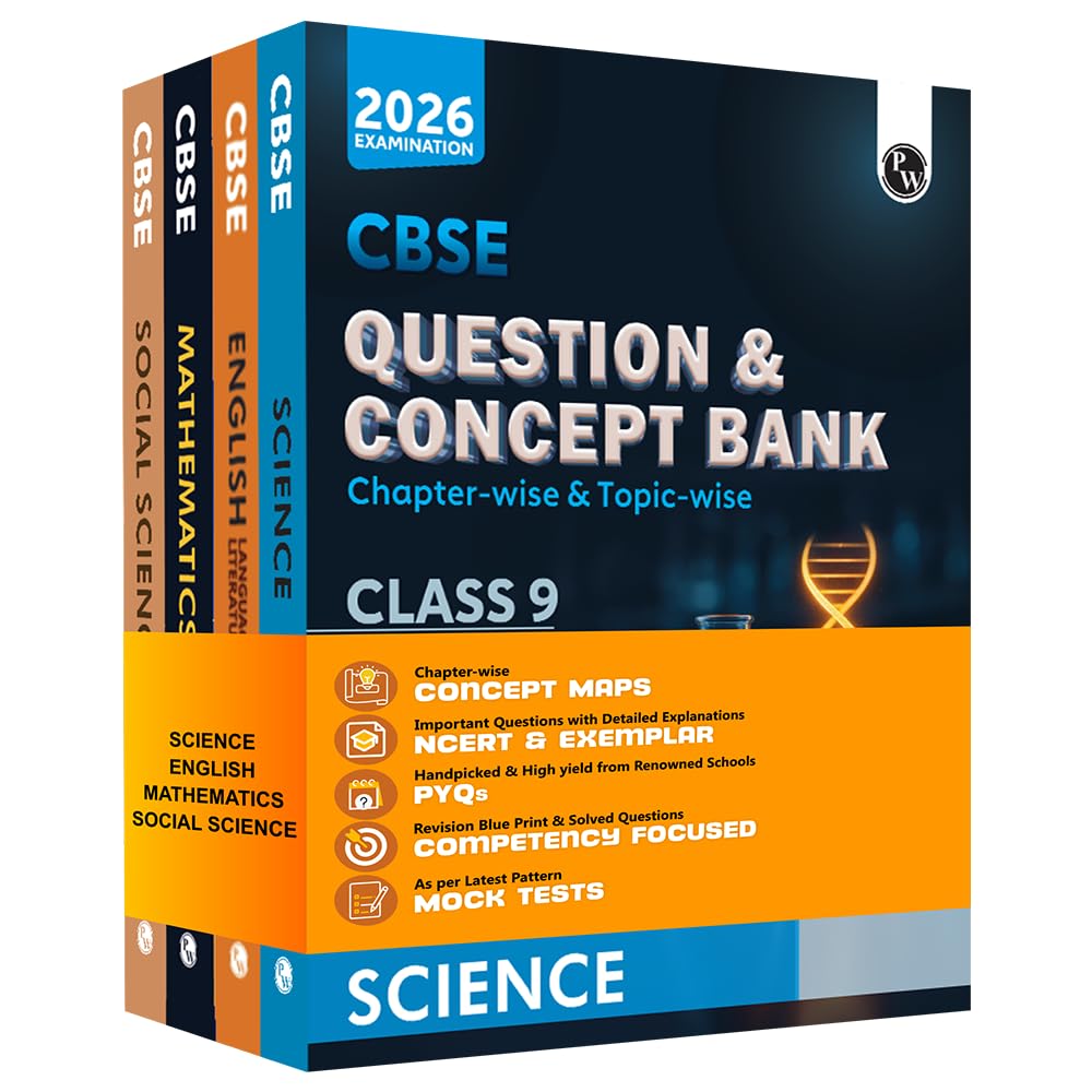 CBSE Question & Concept Bank (QCB) Class 9 Science, Mathematics, Social Science, English Combo For 2026 Exams [Paperback] PW (PW