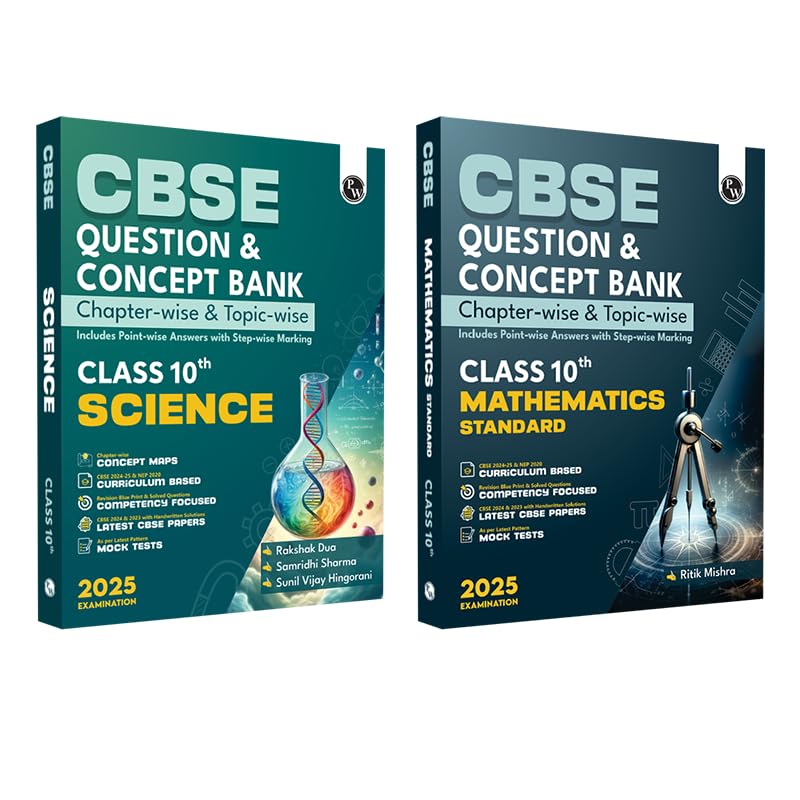 (Old Edition) PW CBSE Question and Concept Bank (QCB) Class 10 Science and Mathematics (Standard) Combo Set of 2 Books For 2025 