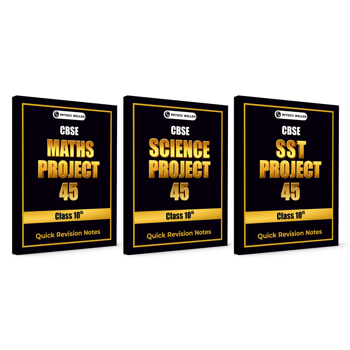 Pw Cbse Class 10 Project 45 Science, Maths, Social Science Combo Set Of 3 Books Quick Revision Notes For Board 202526 Exams | H