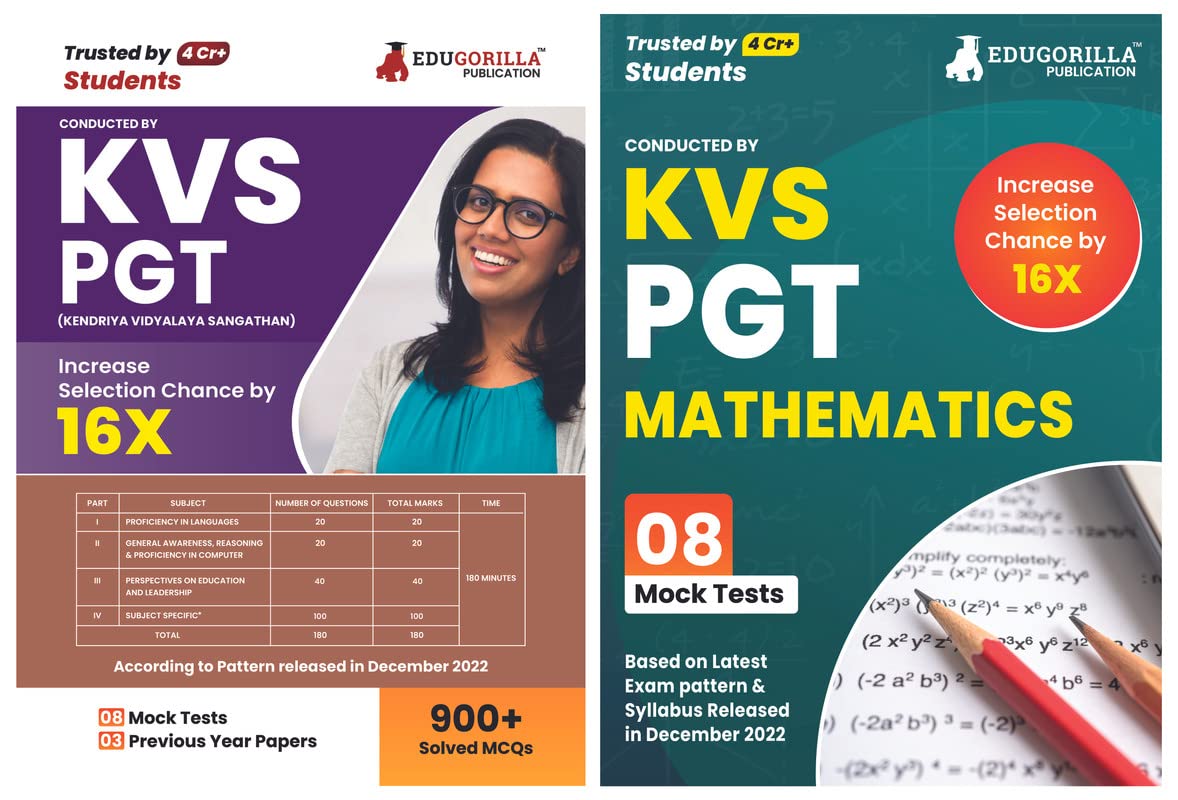 Kvs Pgt Mathematics Exam (Combo Pack Of 2 Books)  According To The New Exam Pattern (English Edition)  8 Mock Tests (Paper I) 