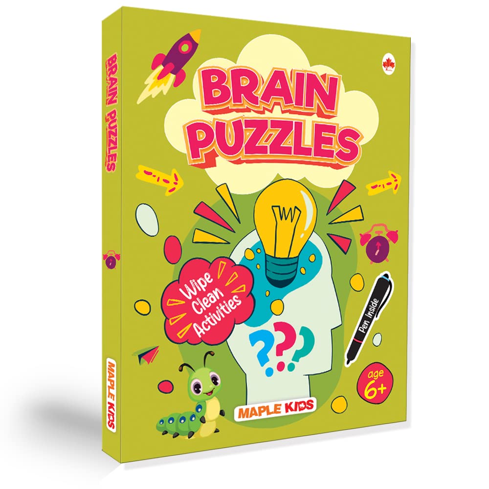 Brain Boosting Reusable Activity Sheets With Marker Pen  Brain Teasers, Puzzles For Logical Reasoning  6 Years To 13 Years Old