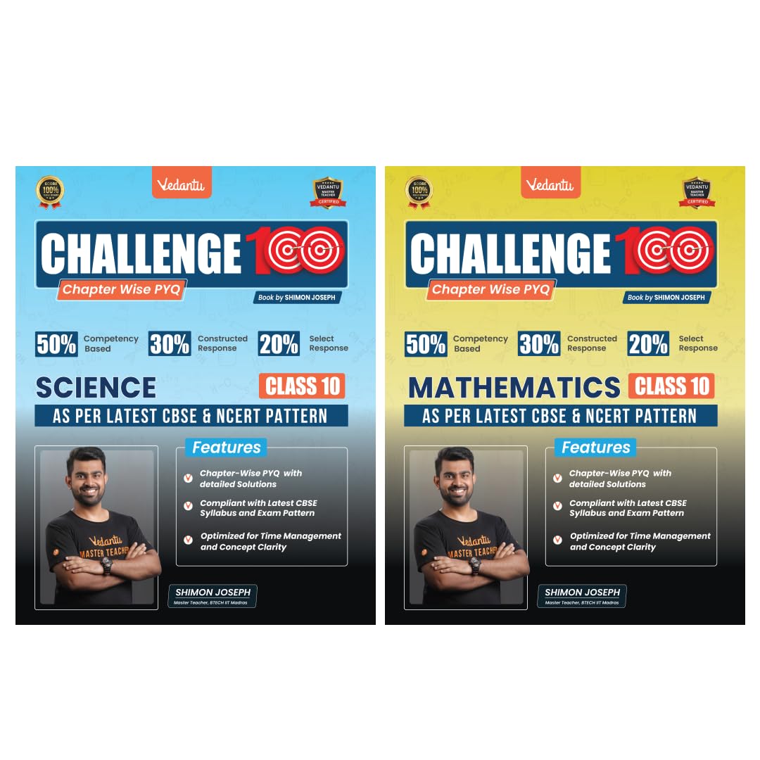 Vedantu Challenge 100 Science & Maths Combo Class 10 Books Set Of 2 | Cbse Chapterwise Pyq & Solutions | Ncert 2026 Exam Prep | 