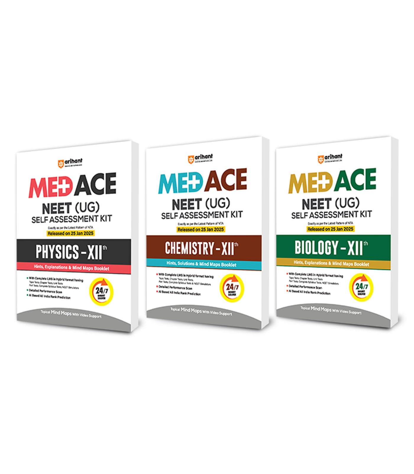 Arihant MED ACE NEET (UG) Self Assessment Kit Physics ,Chemistry, Biology for Class 12 th with Complete Hybrid LMS, Mindmaps, To