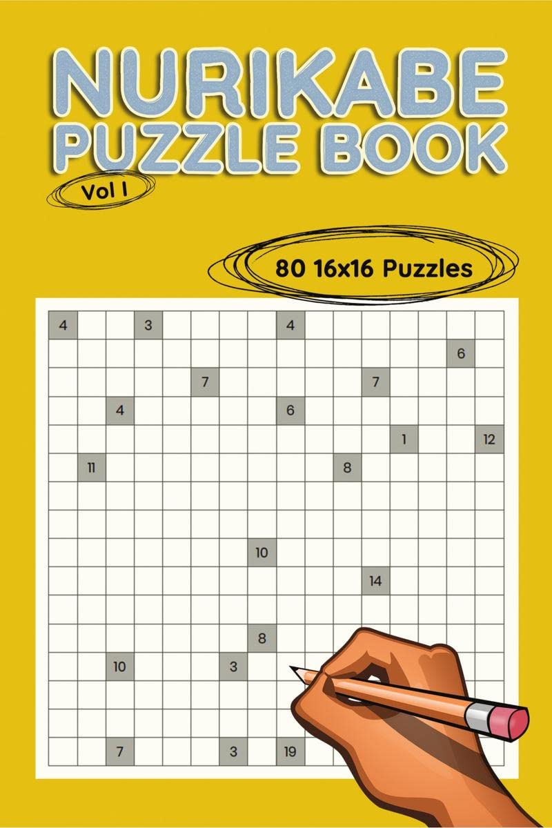 Nurikabe Puzzle Book 16x16, Vol I : 80 16x16 Puzzles to Solve, Great for Kids, Teens, Adults & Seniors, Logic Brain Games, Stres