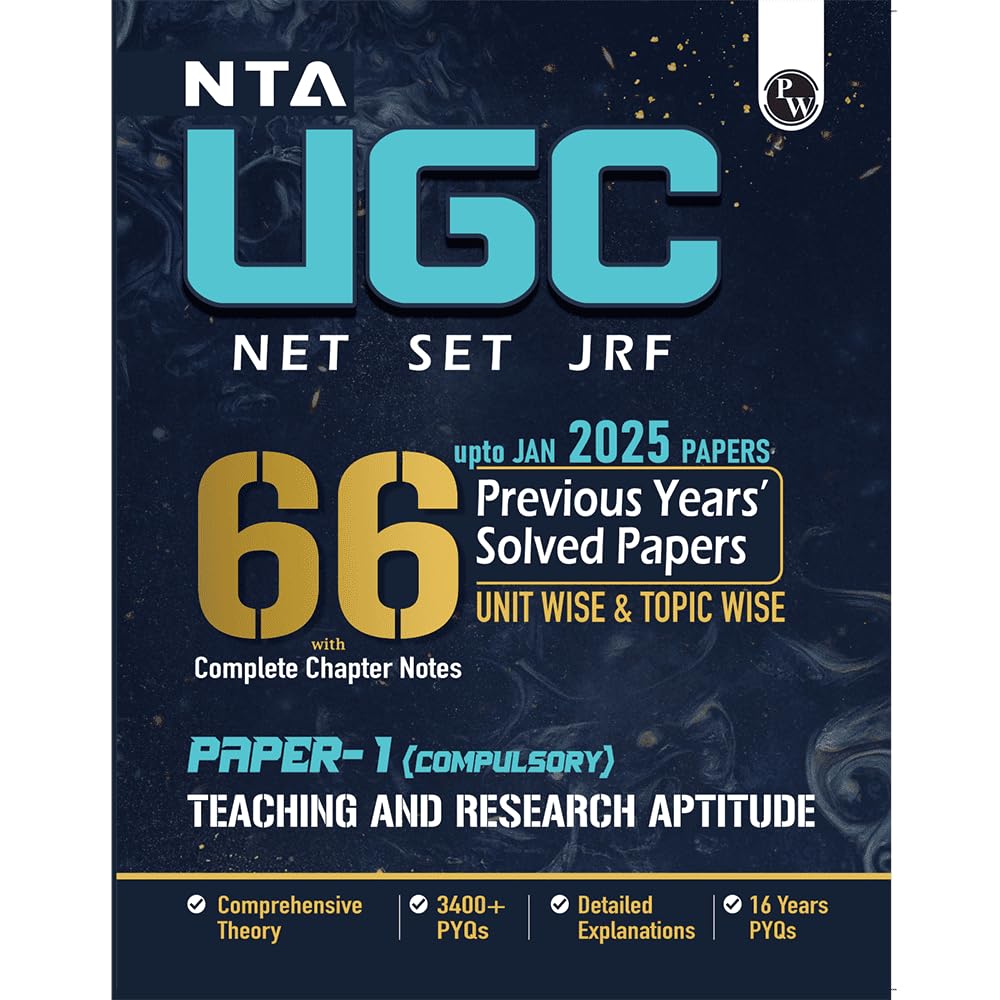 PW 66 UGC NET Paper 1 Previous Year Solved Papers with Complete Chapter Notes I Unitwise and Topicwise | 16 Years PYQs upto Janu