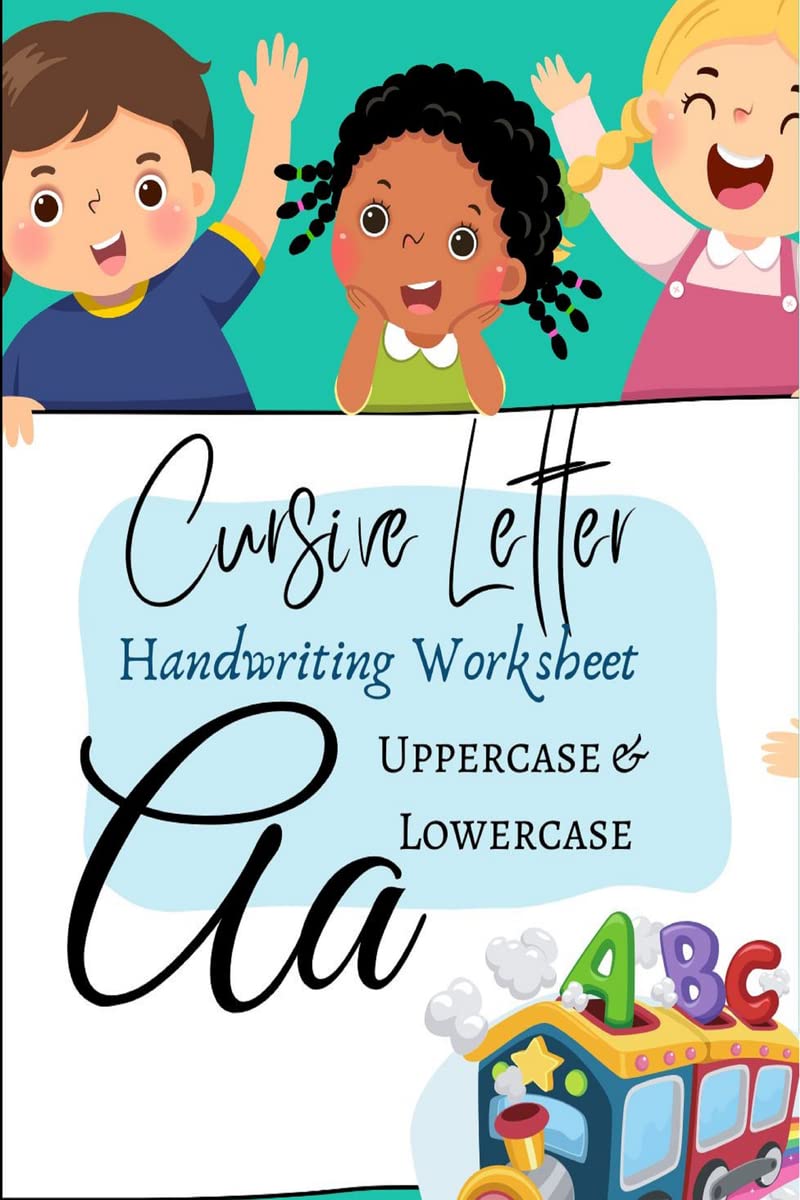Cursive Letter Handwriting Worksheet : Uppercase & Lowercase, Tracing Activity Book for Kids, Pages 50, Size Jumbo