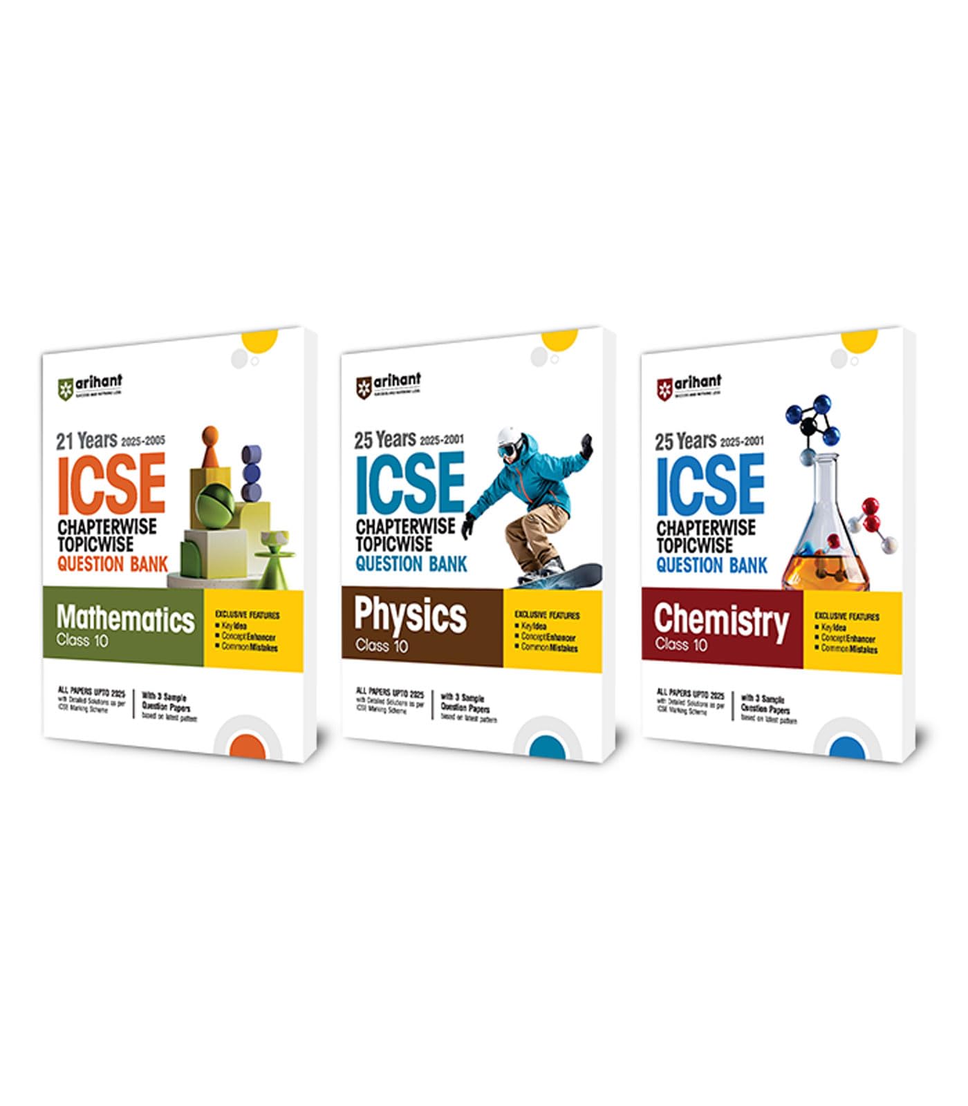 Arihant ICSE Class 10 Chapterwise Topicwise Question Bank Mathematics, Physics, Chemistry | 2125 Years Solved Papers (20012025