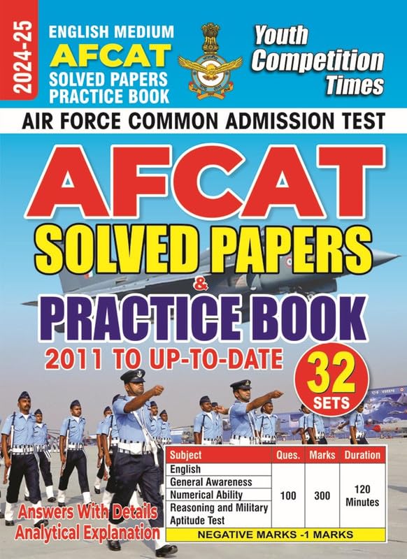 English Medium AFCAT Solved Papers Practice Book 202425 (32 Sets)