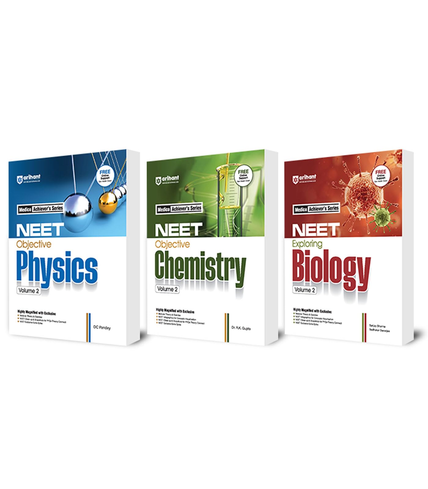 Arihant NEET Objective Physics,Chemistry,Biology Volume by DC Pandey (Set of 3) | Medico Achievers Series | Modular Theory, Exer