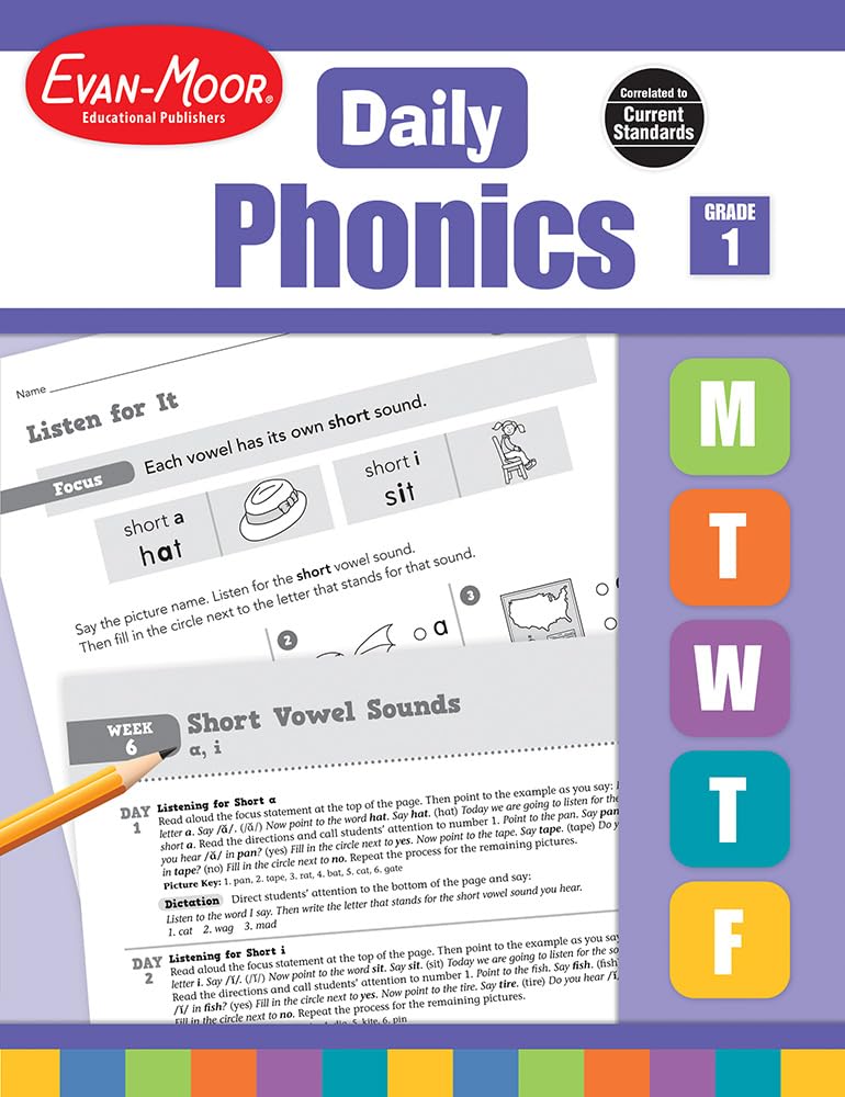 EvanMoor Daily Phonics, Grade 1, Homeschooling & Classroom Resource Workbook. Phonemic Awareness, Decoding, WordStudy, Teachin