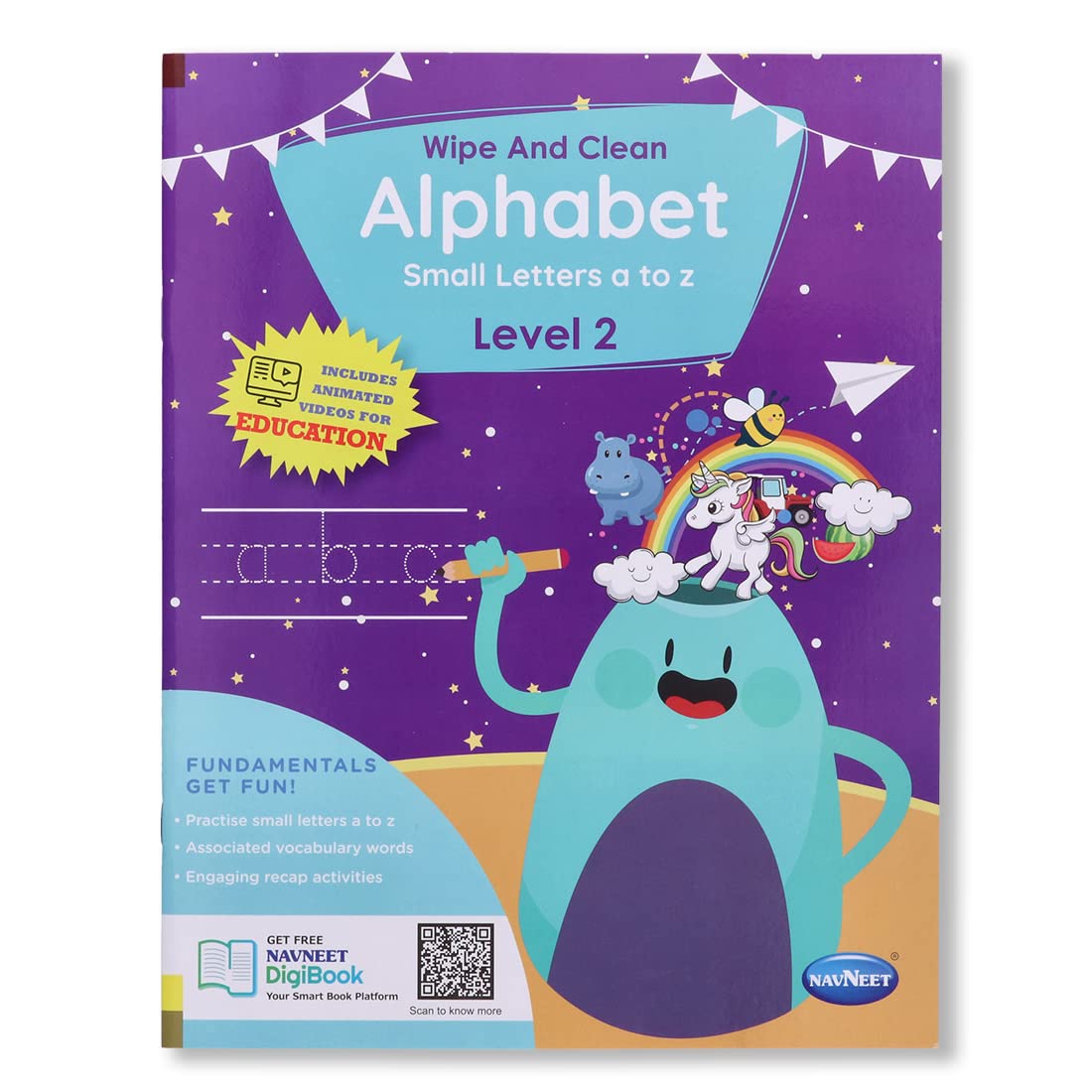 Navneet Wipe And Clean Book  Alphabet Small Letters:Write And Practice Capital Letters (Reusable Wipe And Clean Books)