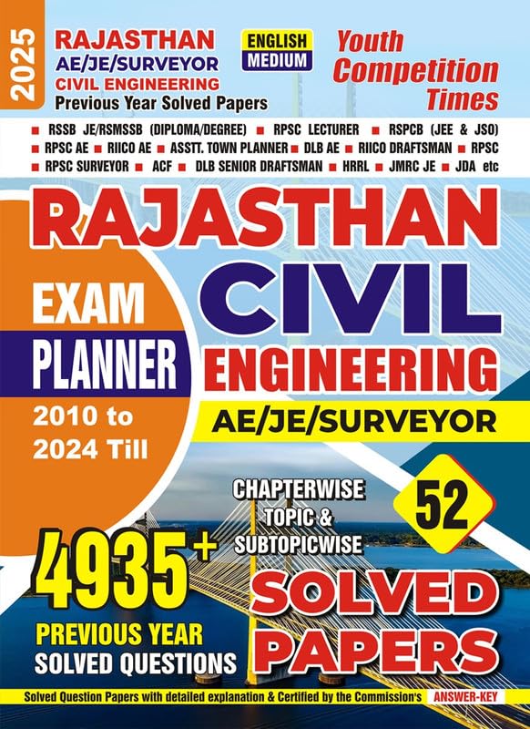 Rajasthan AE JE Surveyor Civil Engineering Previous Year Solved Papers English Medium 2025