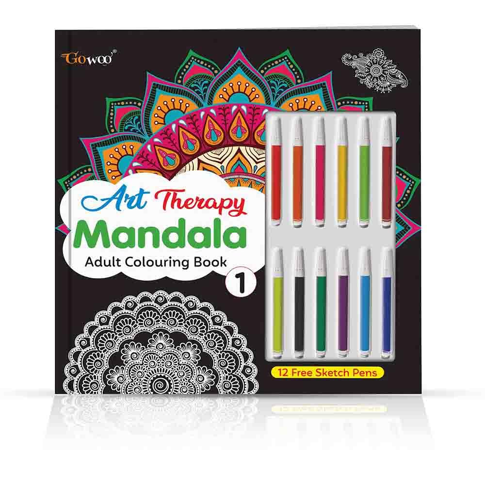 Mandala Magic : Art Therapy Adult Coloring Book 1 : with 12 HighQuality Sketch Pens and TearOut Sheets, Relaxing and Creative 