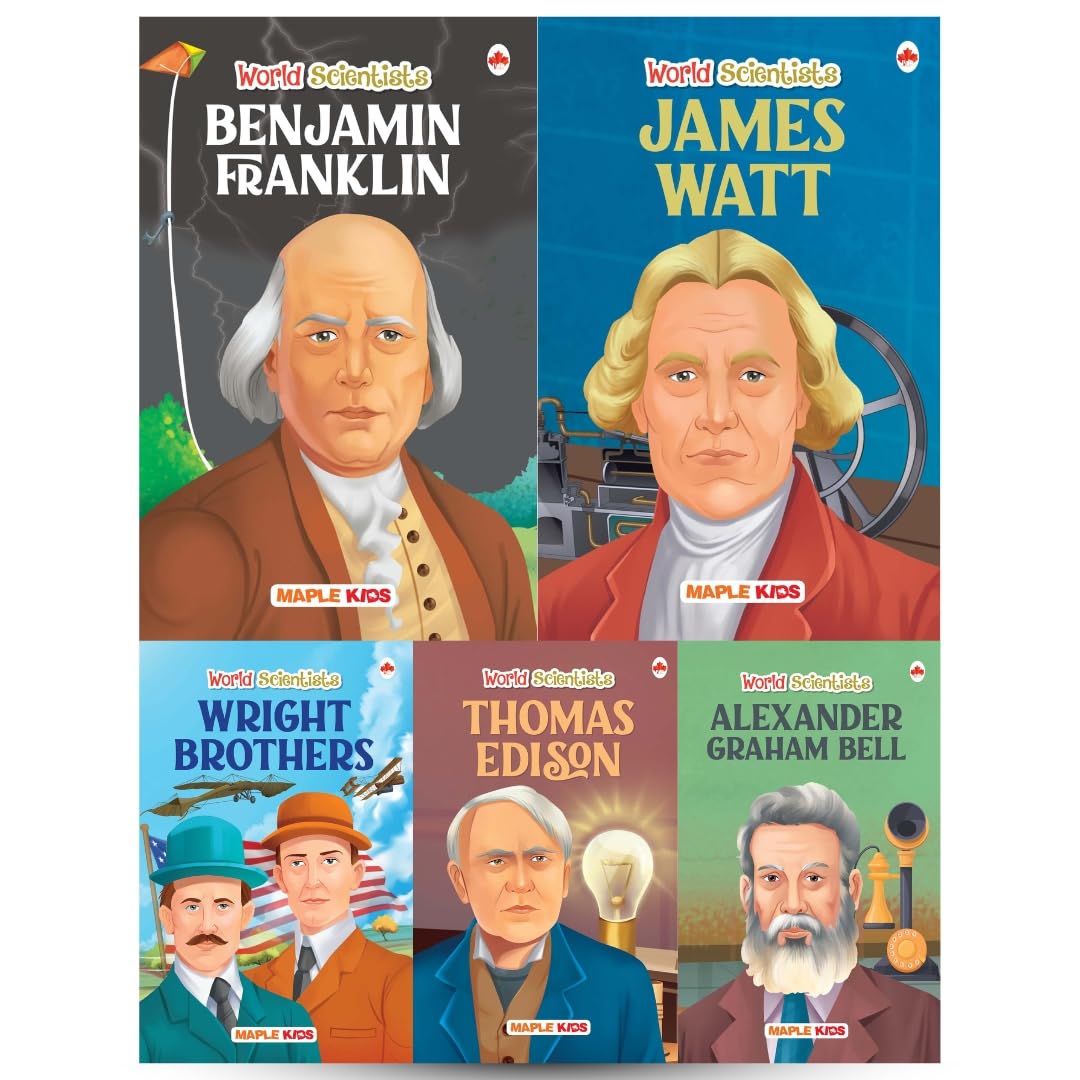 Story Books for Kids  World Scientists (Set of 5 Books) (Illustrated)  Benjamin Franklin, James Watt, Thomas Alva Edison, Alex
