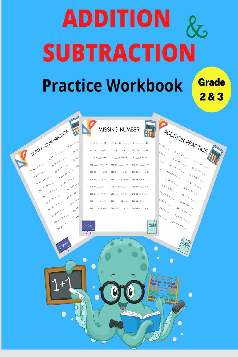 Addition And Subtraction Practice Workbook Grade 2&3 : Math Worksheets With Adding And Subtracting Double Digits Between 050 An