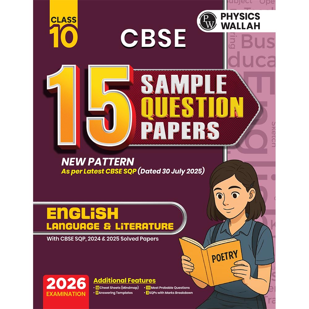 Pw Cbse Sample Paper Class 10 202526 English | 15 NewPattern Papers Per Subject + 111 Most Probable Question | Solved & Unsolv