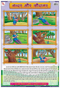 Tms04H | Teachingnest Monkeys And The Hawker Hindi Chart | Moral Story | Laminated 33X48 Cm (13X19 Inch) | Wall Sticking [Wall C