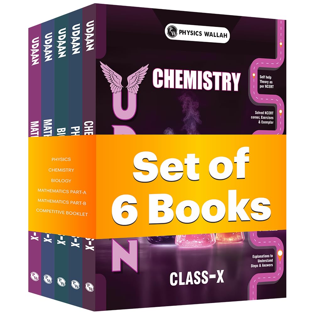 PW Udaan For Class 10 Physics, Chemistry, Mathematics Part A & B, Biology, Competitive Booklet Combo Set of 6 Books (2026 Editio