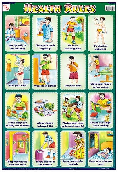 Tcc12 | Teachingnest Health Rules Chart | Laminated 33X48 Cm (13X19 Inch) | Wall Sticking [Wall Chart] Teachingnest [Wall Chart]