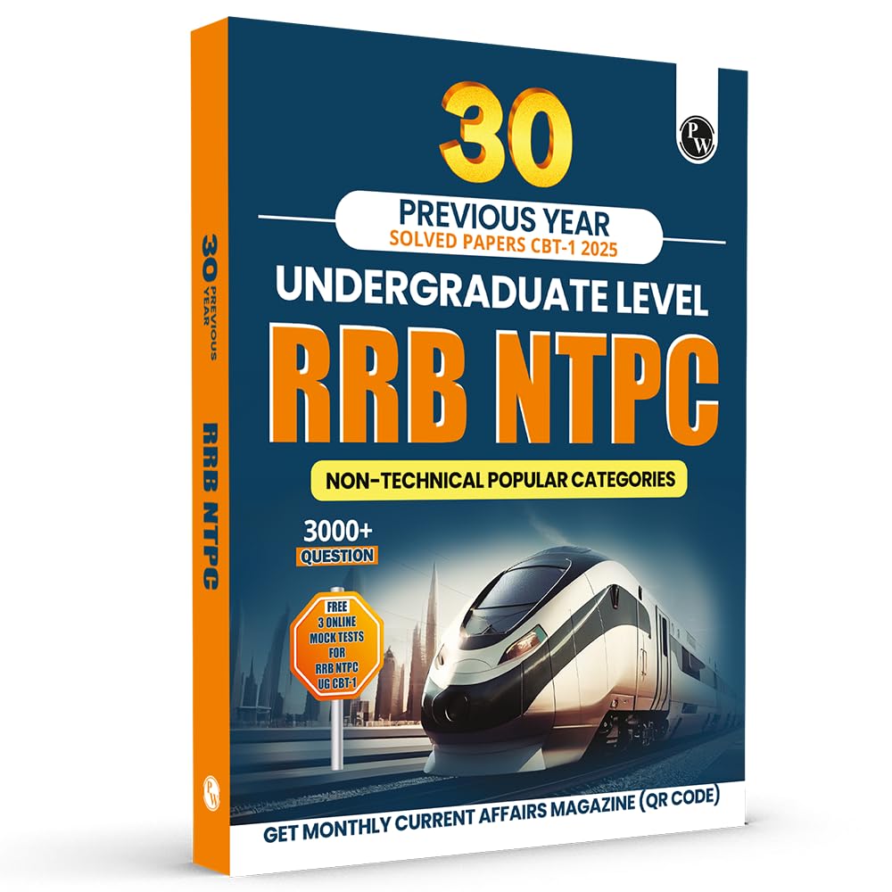 PW RRB NTPC Book 2026 (Undergraduate Level)  30 Previous Year Solved Papers CBT1 (PYQ 2025) | 3000+ Questions | 3 Online Mock 