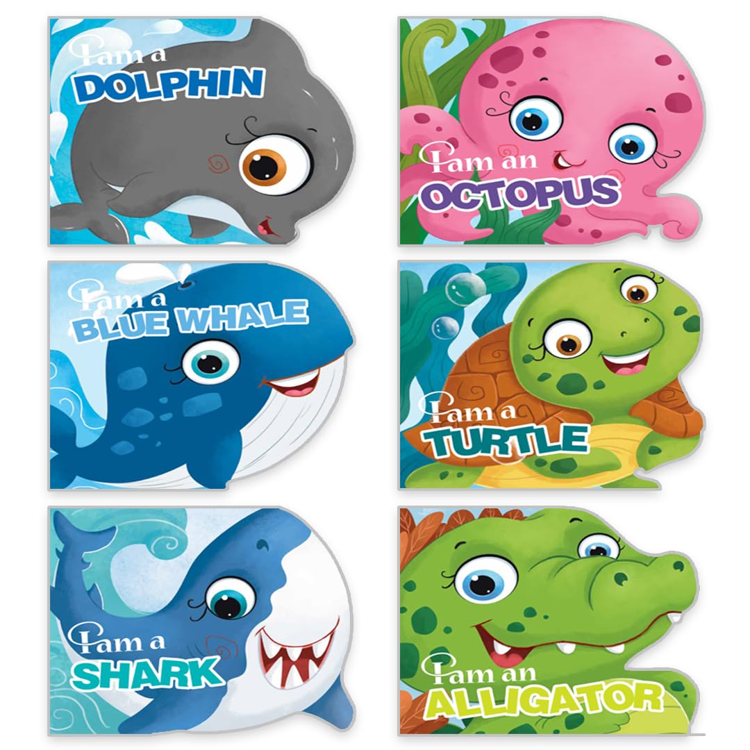 Sea Animals Shaped Board Books I Board Books for Children Age 2+ I Set of 6 Books (12 Pages in each book) I Picture Book for Kid