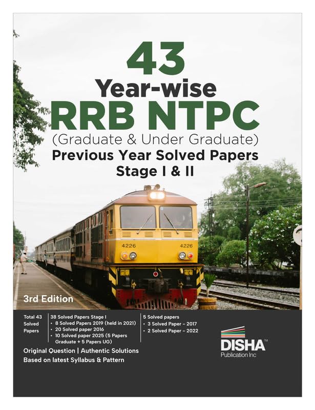 Disha 43 YearWise Rrb Ntpc (Graduate & Undergraduate) Previous Year Solved Papers Stage I & Ii 3Rd English Edition | Railway Re