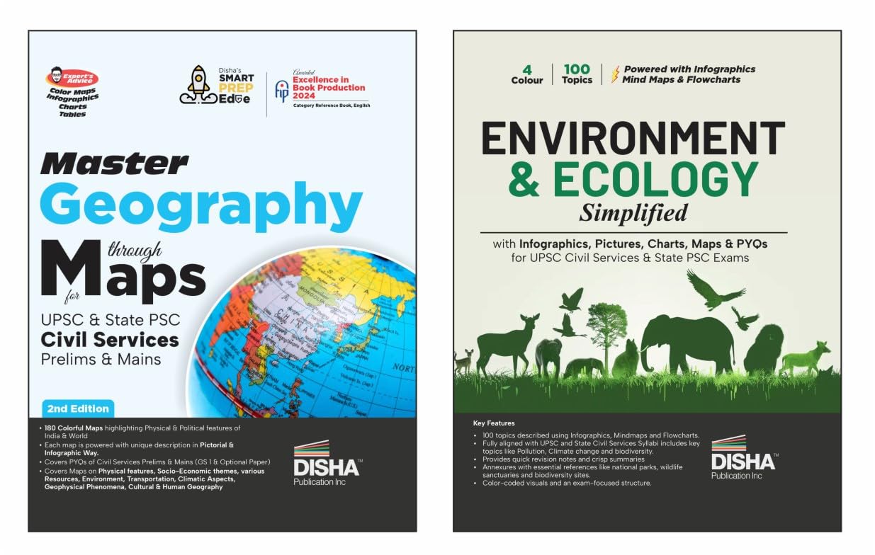 Disha Combo (2 Books) Master Geography Through Maps With Environment & Ecology Simplified For Upsc & State Psc Civil Services Pr