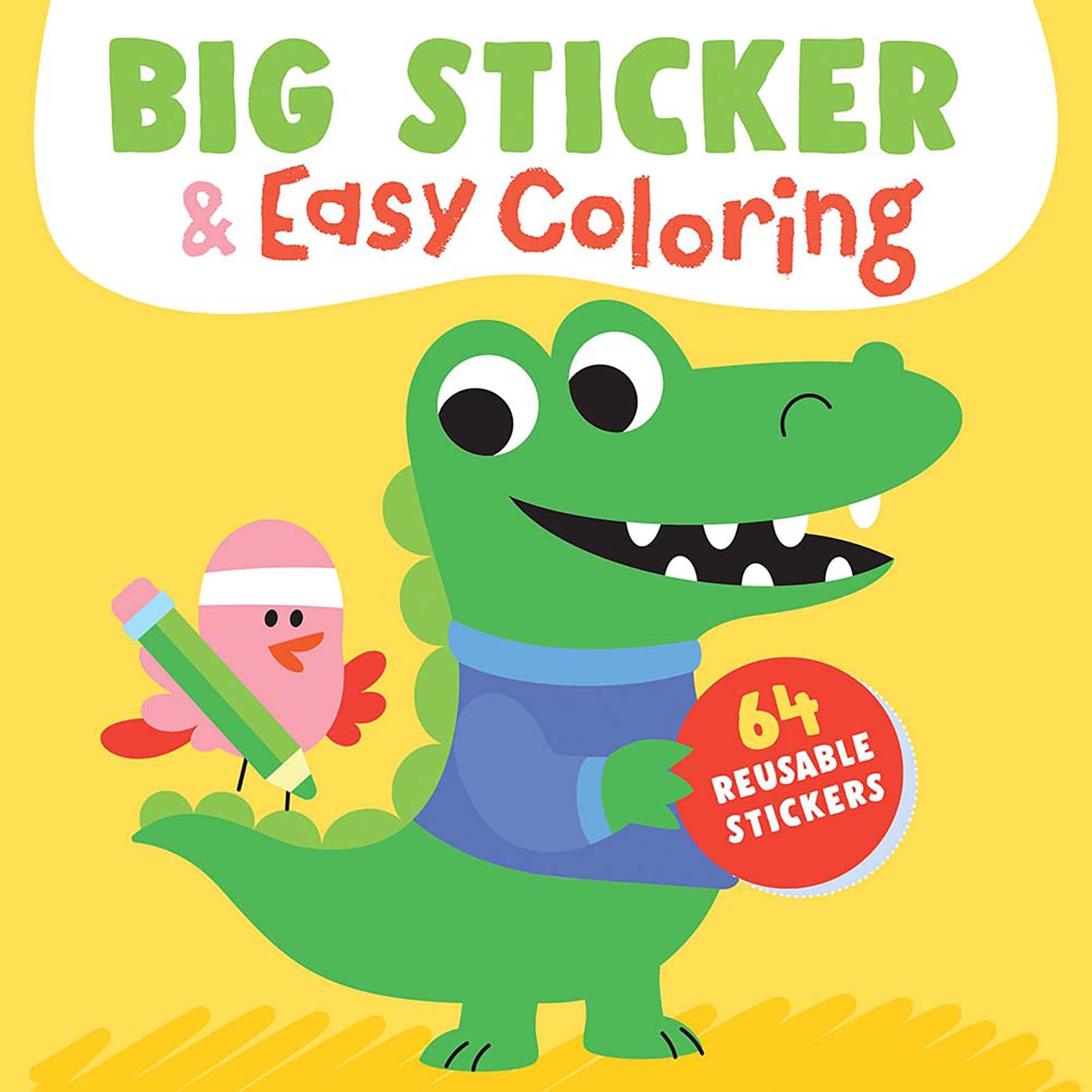 Big Sticker & Easy Coloring  Crocodile: 64 Reusable Stickers
