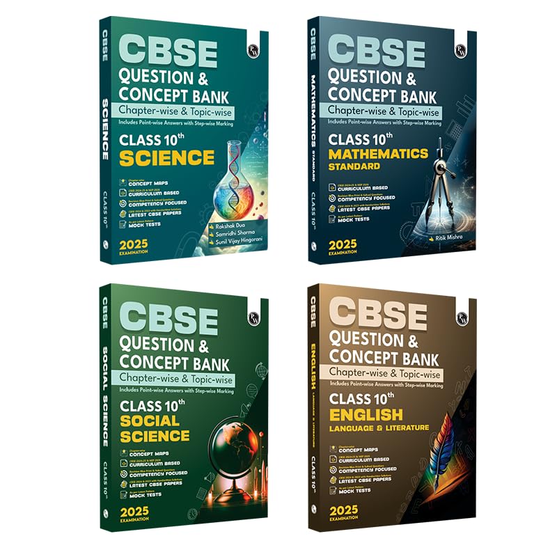 (Old Edition) PW CBSE Question and Concept Bank (QCB) Class 10 Science, Mathematics (Standard), Social Science and English Langu