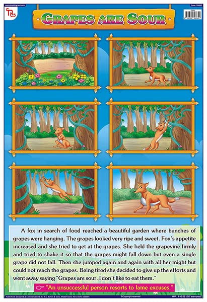 Tms07E | Teachingnest Grapes Are Sour Chart | English Moral Story | Laminated 33X48 Cm (13X19 Inch) | Wall Sticking [Wall Chart]