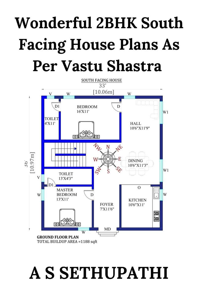 Wonderful 2Bhk South Facing House Plans As Per Vastu Shastra