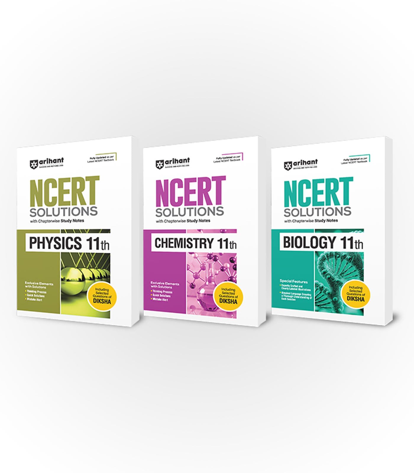 Arihant NCERT Solutions Physics,Chemistry,Biology Class 11 (Set of 3) | Latest 2025 Edition with Chapterwise Study Notes and Sol