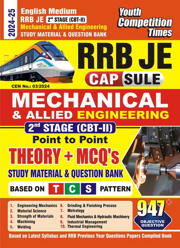 English Medium RRB JE Stage2 Mechanical & Allied Engineering Sudy Material & Queston Bank 202425