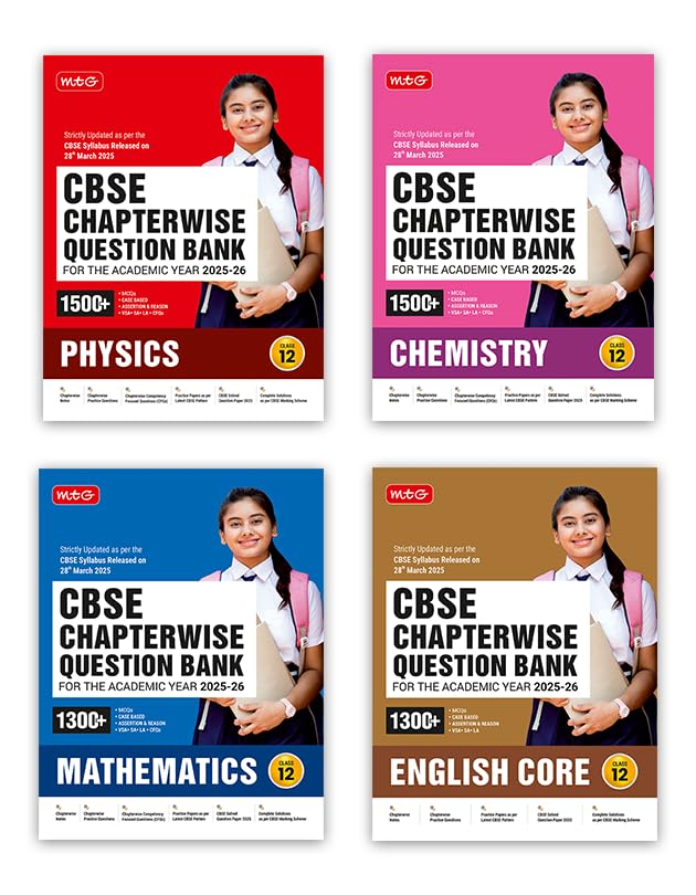 MTG CBSE Chapterwise Question Bank Class 12 Physics, Chemistry, Mathematics & English For 2026 Board Exam | As Per Latest CBSE S