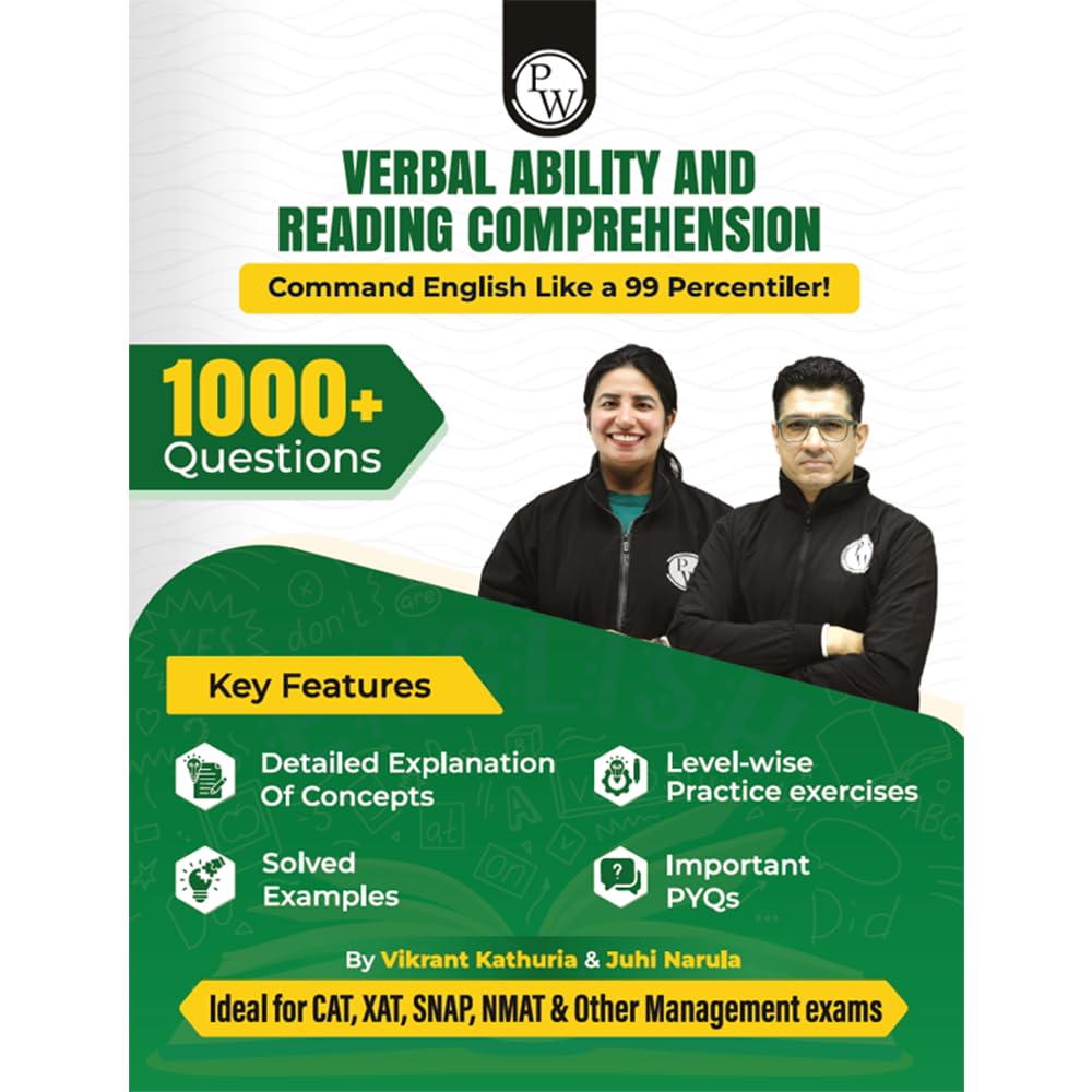 PW MBAWALLAH Verbal Ability & Reading Comprehension 1000+ Practice Questions By Vikrant Kathuria & Juhi Narula with PYQs, Levelw