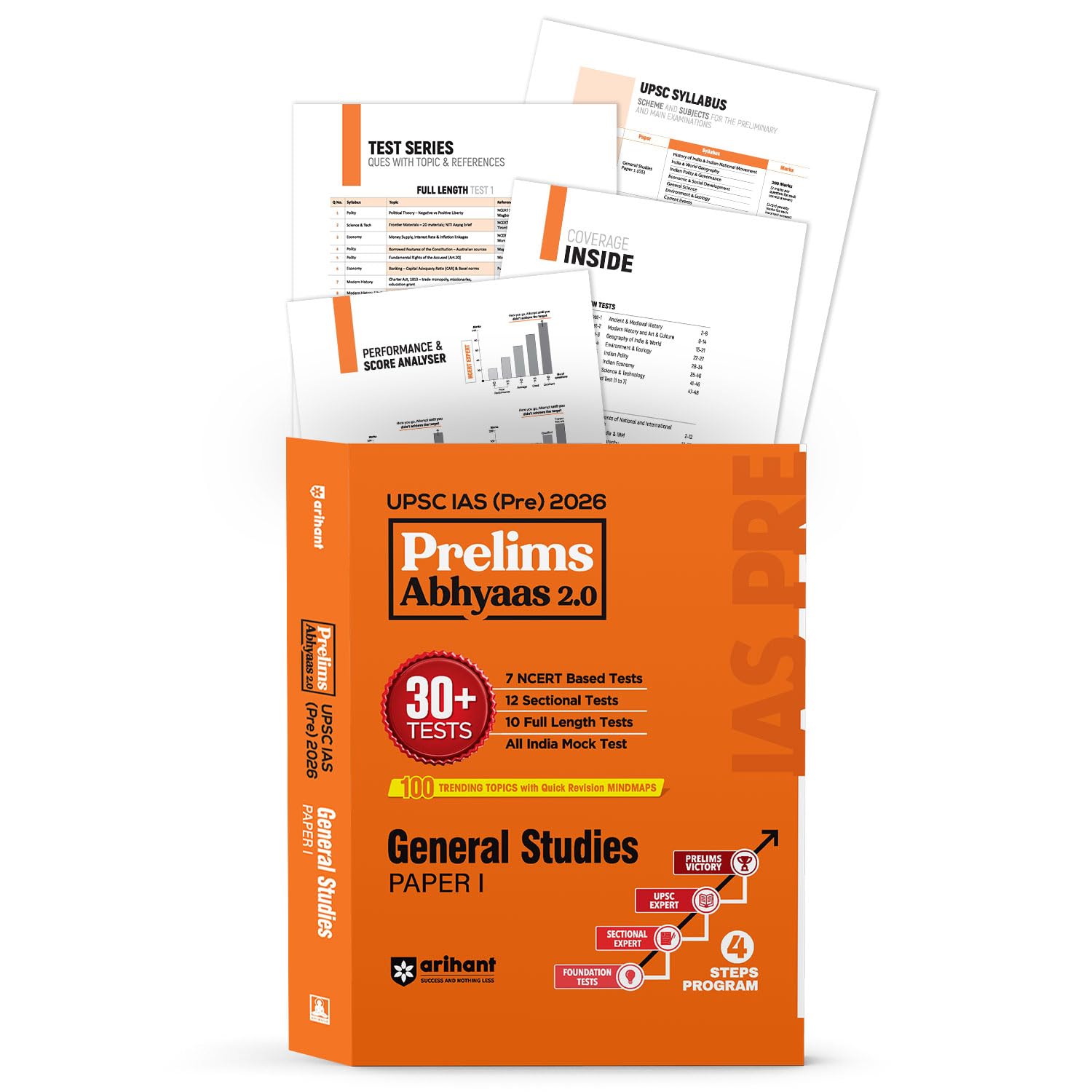 Arihant UPSC IAS Prelims Abhyaas 2.0 Exam 202526 | General Studies Paper I | 30+ Practice Tests with 7 NCERT Based, 12 Sectiona