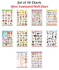 Educational Wall Charts for Children : Alphabet, Fruits, Vegetables, Animals, and More  EnglishHindi Glossy Laminated Set  Edu