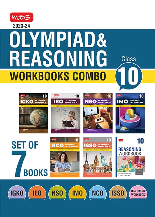MTG Olympiad Workbook and Reasoning Book Class 10 Combo for NSOIMOIEONCOIGKOISSO (Set of 7 Books)  SOF Olympiad Preparatio